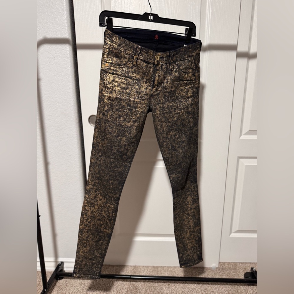 Sinclair Gold and Black Patterned Jeans Size 25